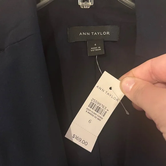 Ann Taylor Women’s One Button Blazer Suit Jacket Office New Black Size 6 - Picture 4 of 6